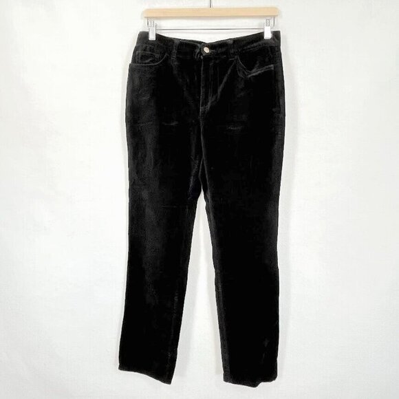 Chaps Denim Crushed Velvet Straight Leg 100% Cotton Work Pants Size 6 Black - Picture 1 of 6